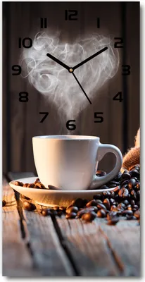 Produktbild von Wanduhr aus Glas – 30x60 cm - Glasbild - Glasuhr - Gehärtetes Glas -Eine Tasse Kaffee