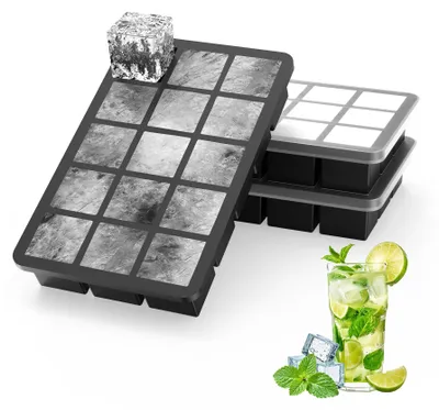 Produktbild von Ankway Eiswürfelform mit Deckel, 3er-Pack Silikon Eiswürfelbehälter, 45 Fach 3cm
