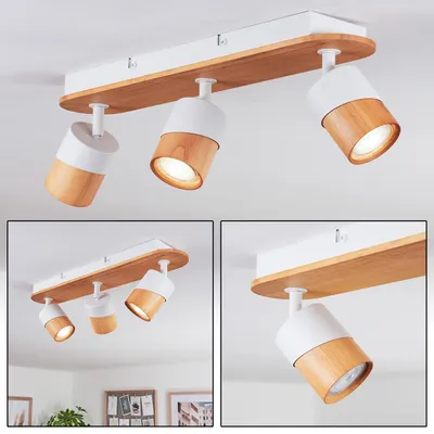 Produktbild von Trevenzuolo moderne Deckenlampe aus Metall/Holz in Weiß/Natur