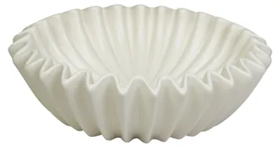 Image de Bol - Bol plissé - Céramique - Blanc - 29,5 x 29,5 x 9 cm