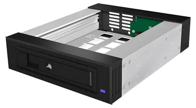 Produktbild von ICY BOX IB-129SSK-B Wechselrahmen, 1x 3,5"/2,5" SATA/SAS HDD zu 1xSATA Host, unterstützt SATA III 6Gbit/s, 13,3 cm (5.25"), Frontblende, Schwarz, 2.5/3.5", SATA, SATA II, SATA III, Serial Attached SCSI (SAS), Aluminium