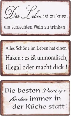 Produktbild von 3er Set Schilder Magnet B x H: 10x5cm Shabby Chic Vintage Küche Sprüche