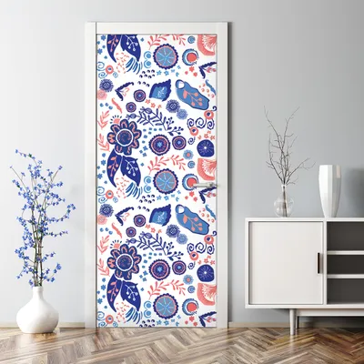 Produktbild von Dekorative Türtato Wandtattoo selbstklebend Klebefolie Türposter Blumenabstraktion 77 x 200 cm