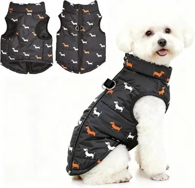 Imagen del producto de Abrigo de invierno para perros, cálido, impermeable al viento, talla M, con abertura para arnés, adecuado para perros de pequeño a grande