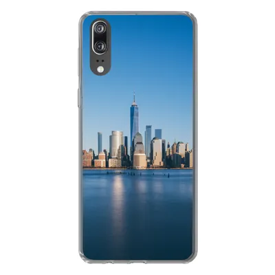 Produktbild von MuchoWow® Handyhülle Schutzhülle Hülle für Huawei P20 New York - Skyline - Blau Silikon Softcase Handy Hülle - Hardcover