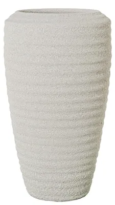 Keramik-Vase sandbeige gewellt 22x22x40 cm