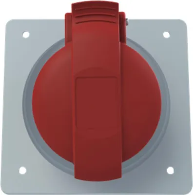 Productafbeelding van Amphenol 32 Ampère CEE inbouwstopcontact, 5-polig (3P+N+PE), vrouwelijke aansluiting, codering 6h, rood, 200/346V tot 240/415V, frequentie 50 en