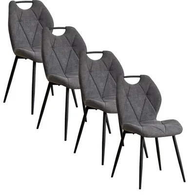 Imagen del producto de Silla de comedor - Silla - Silla de respaldo alto - Silla de cocina - Silla de sala de estar - Tapizado en lino - Con patas metálicas