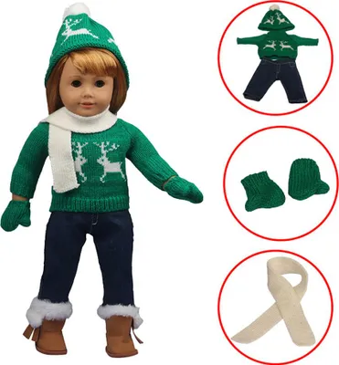 Produktbild von Puppenkleidung Winter Warme Outfits Accessoires Pullover Hosen Schal Handschuhe