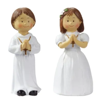 Produktbild von Kommunion Dekofigur Mädchen im weißen Kleid, stehend, 8,5 cm Höhe