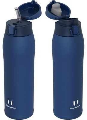 Produktbild von Trinkflasche Edelstahl Thermobecher 950ml Oxford Blau BPA-Frei Auslaufsicher mit 2 Deckeln