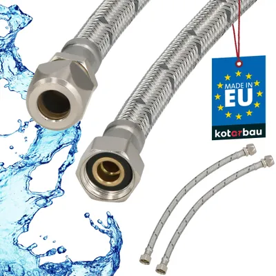 Productafbeelding van KOTARBAU® 2 Stuks Flexibele Aansluitslang 3/8"x3/8" Aansluitslang Armatuur 40 cm Wartelmoer x Knelkoppeling  Roestvrijstalen Aansluitslang