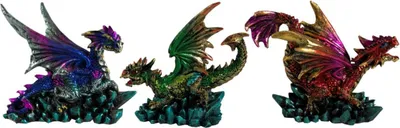 Produktbild von 3er Set Drachen in Metallfinish