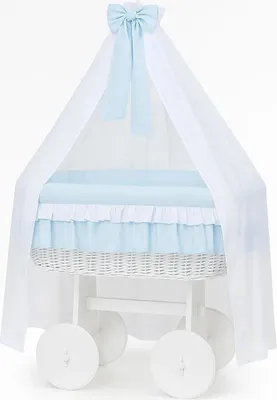 Image de Lit pour bébé en fibre naturelle Premium Blanc avec baldaquin et base en bois MY SWEET BABY