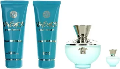 Produktbild von Versace Dylan Torquoise Eau De Toilette Spray 100ml Set 4 Artikel