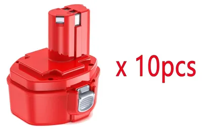 Image de Batterie pour outil électrique Makita - Batterie de remplacement PA14 - 14,4 V - 5000 mAh Ni-MH - compatible avec les modèles 1420, 1434, 1433, 1435 - rechargeable - lot de 10