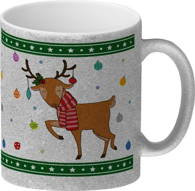 Produktbild von Süßes Weihnachtsrentier Weihnachten Glitzer-Kaffeebecher