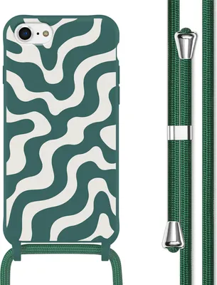 Produktbild von imoshion SilikonHülle design mit Band iPhone SE (2022 / 2020) / 8 / 7 - Petrol Green Groovy