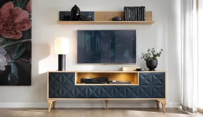 Produktbild von Wohnzimmer Set TV-Lowboard s Medienmöbel Holz Wandregal