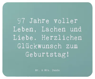 Produktbild von Mr. & Mrs. Panda Mauspad Spruch 97. Geburtstag - Meeresbrise - Geschenk, pc mausunterlage, Freude, besondere Anlässe, Happy Birthday, Mouse Pad, laptop, 97, Jubilar