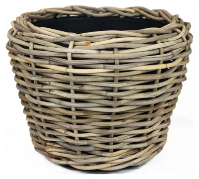 Produktbild von VAN DER LEEDEN DRYPOT® Rattan Pflanzkübel Grau Ø 68 cm - Sylter Körbe
