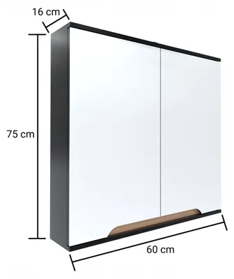 Zdjęcie produktu dla Szafka z lustrem szara 60 x 16 x 75 cm GRAFIT/dąb słoneczny, półmat Omeble