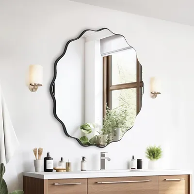 Imagen del producto de Espejo de pared decorativo, diseño de ondas irregulares, estilo moderno, color , 50 cm