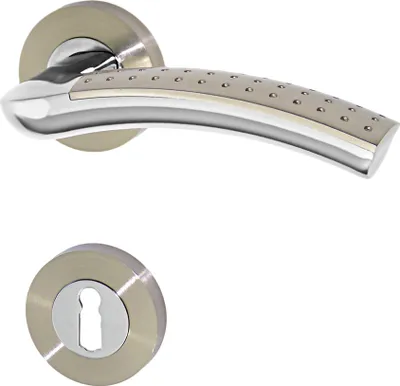 Produktbild von häusler-onlinehandel-gmbh, Innentür-Rosetten-Türdrücker-Garnitur BB 1199-S R, Zamak, Chrom-Niro, schwere Ausführung, unsichtbar verschraubt