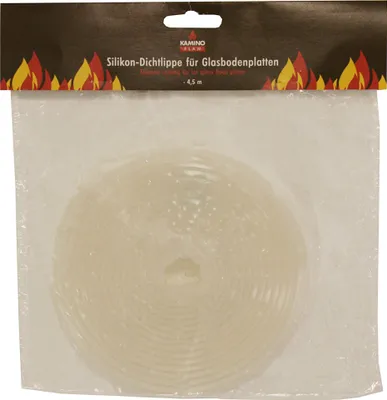 A product package containing a rolled-up silicone sealing strip.