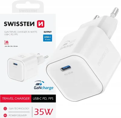 Immagine prodotto di Swissten - Caricabatterie da viaggio Gan 35W (bianco)