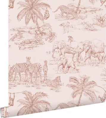 Produktbild von ESTAhome Tapete Dschungeltiere Terrakottarosa 53 cm x 10.05 m
