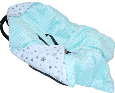 Produktbild von Baby Wende Einschlagdecke MINKY mit Kapuze 90x90 cm Babyschale Decke Zweiseitig 16. EI16