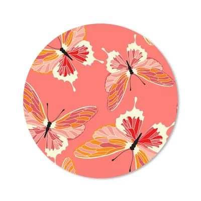 Produktbild von MuchoWow® Mauspad Mousepad Schmetterlinge - Muster - Rosa 20x20 cm - Mousepads - Maus Mat - Pad - Mausunterlage - Schreibtischmatte