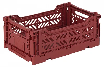 Image de Caisse pliable, caisse en plastique robuste, empilable, rouge brique