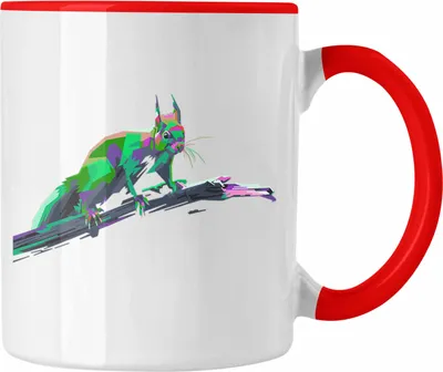 Produktbild von Trendation - Eichhörnchen Tasse Polygon Grafik Geschenk Grafiken (Rot)