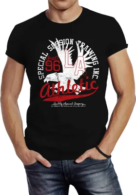 Produktbild von Herren T-Shirt Athletic Adler Eagle Sport College Slim Fit Neverless® schwarz 3XL