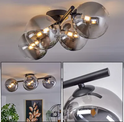 Produktbild von Isorella Deckenlampe aus Metall/Glas in Schwarz/Rauchfarben/Klar
