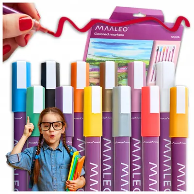 Produktbild von Acrylmarker, 12 Farben, wasserfest, für Keramik, Stoffe, Glas