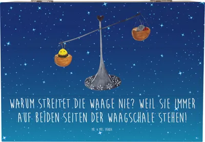 Produktbild von Mr. & Mrs. Panda Box Waage Harmonie 22 x 15 cm - Sternenhimmel Blau - Geschenk, Tierkreiszeichen, Wortwitz, Geschenkbox, Sternzeichen, Schatzkiste, Geschenke, schatztruhe