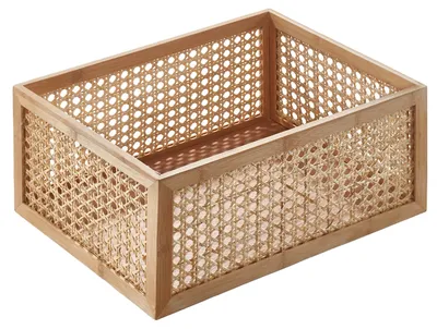 Zdjęcie produktu dla Kobolo kosz do przechowywania półka kosz kosz - drewno i rattan - wiedeńska wiklina