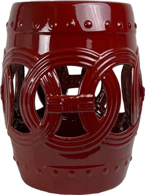 Immagine prodotto di Asianliving Sgabello da giardino in ceramica Porcellana smaltata Sgabello cinese Sgabello a tamburo Sgabello da giardino per interni/esterni 242-504-rosso