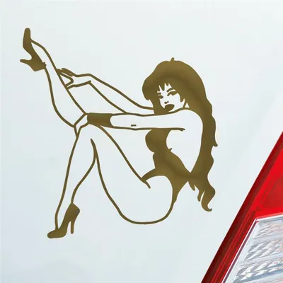 Produktbild von Auto Aufkleber Frau Pin Up Girl Vintage Sexy 10x10,5 cm Gold Sticker Heckscheibenaufkleber