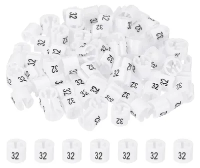 Kleiderbügel-Markierungen, 100 Stück, Nummer 32, für 3 mm Stab, weiß