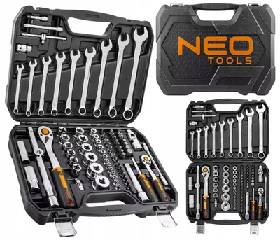 Zdjęcie produktu dla NEO TOOLS Klucze Nasadowe 85 el. 1/4, 1/2 CrV Zestaw Narzędzi Walizka