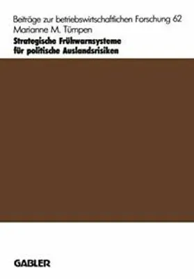 Obrázek produktu pro Strategische Frühwarnsysteme für politische Auslandsrisiken