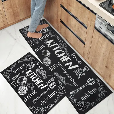 Image de Solidchoice - Ensemble de 2 tapis de cuisine antidérapants, lavables