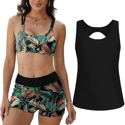 Zdjęcie produktu dla Tankini 3 częściowy damski strój kąpielowy wyszczuplający brzuch push