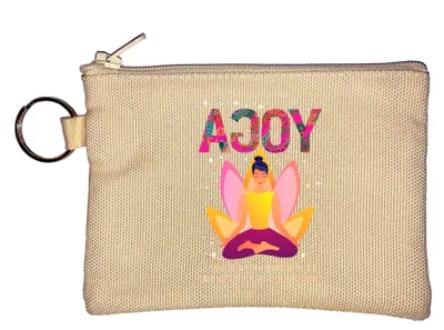Produktbild von Schlüsselanhänger Münzbörse mit Yoga-Motiv in Beige