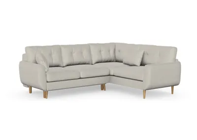 Produktbild von Harris Ecksofa mit Schlaffunktion, Massivholzkonstruktion, skandinavischer Stil, hohe Eichenbeine, gewachst, Chenille-Stoff Grande 03 Beige