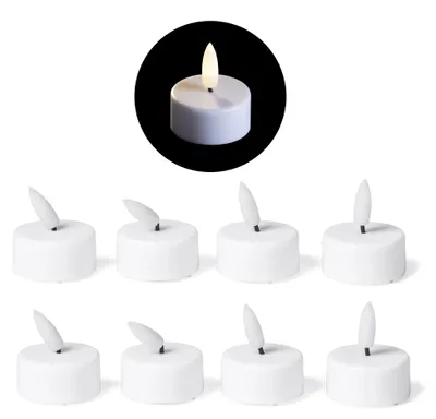 Produktbild von 8x Teelichter mit Timer - Warmweiß LED Teelicht mit Flamme flackernd 3D - 3,7cm Durchmesser für Batterie CR2032 - Teelichter klein LED Kerzen - Teelichter LED für Kerzenpick auf Adventskranz